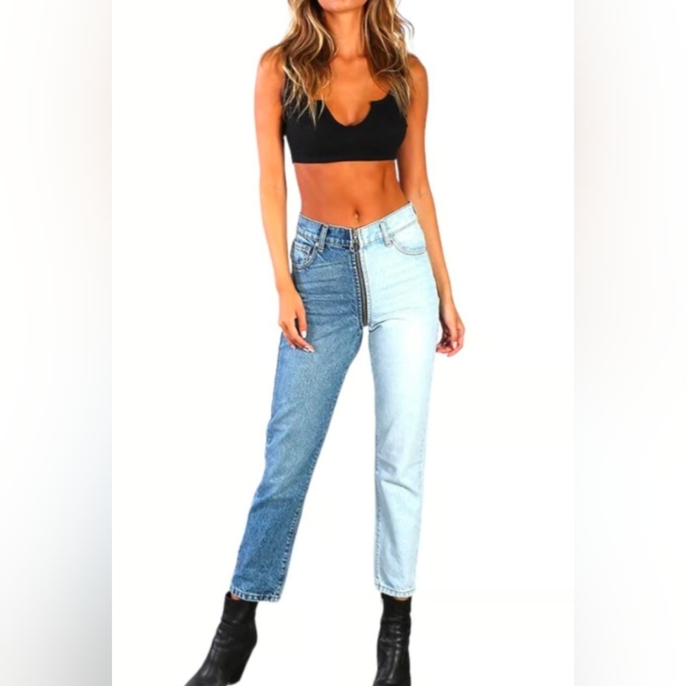 REVICE Yin Yang Two Toned Zip Around  Jeans Size 26